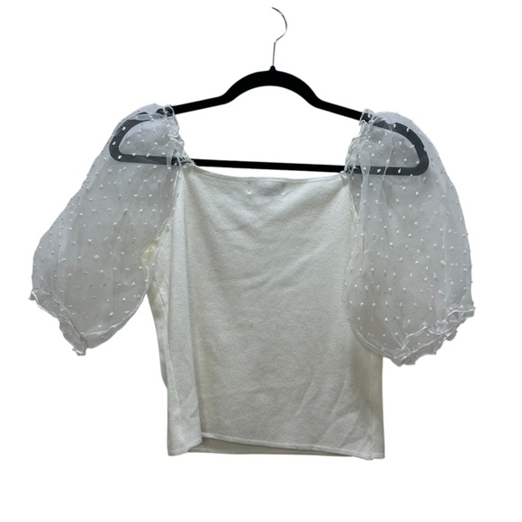 Vivid Cream Ruched Ruffled Blouse - Picture 2 of 4